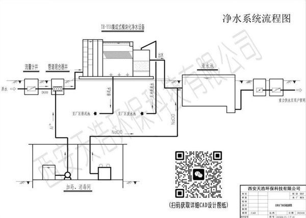 自來水廠5000t/d集成式模塊化凈水設備工藝設計圖紙